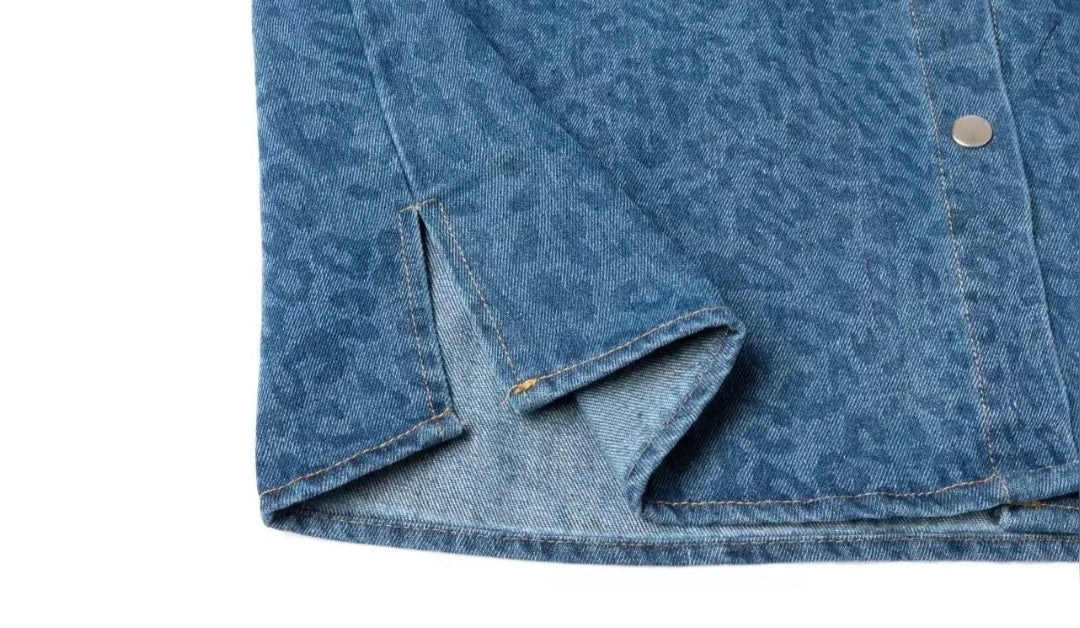Veste Philippe bleu imprime léopard