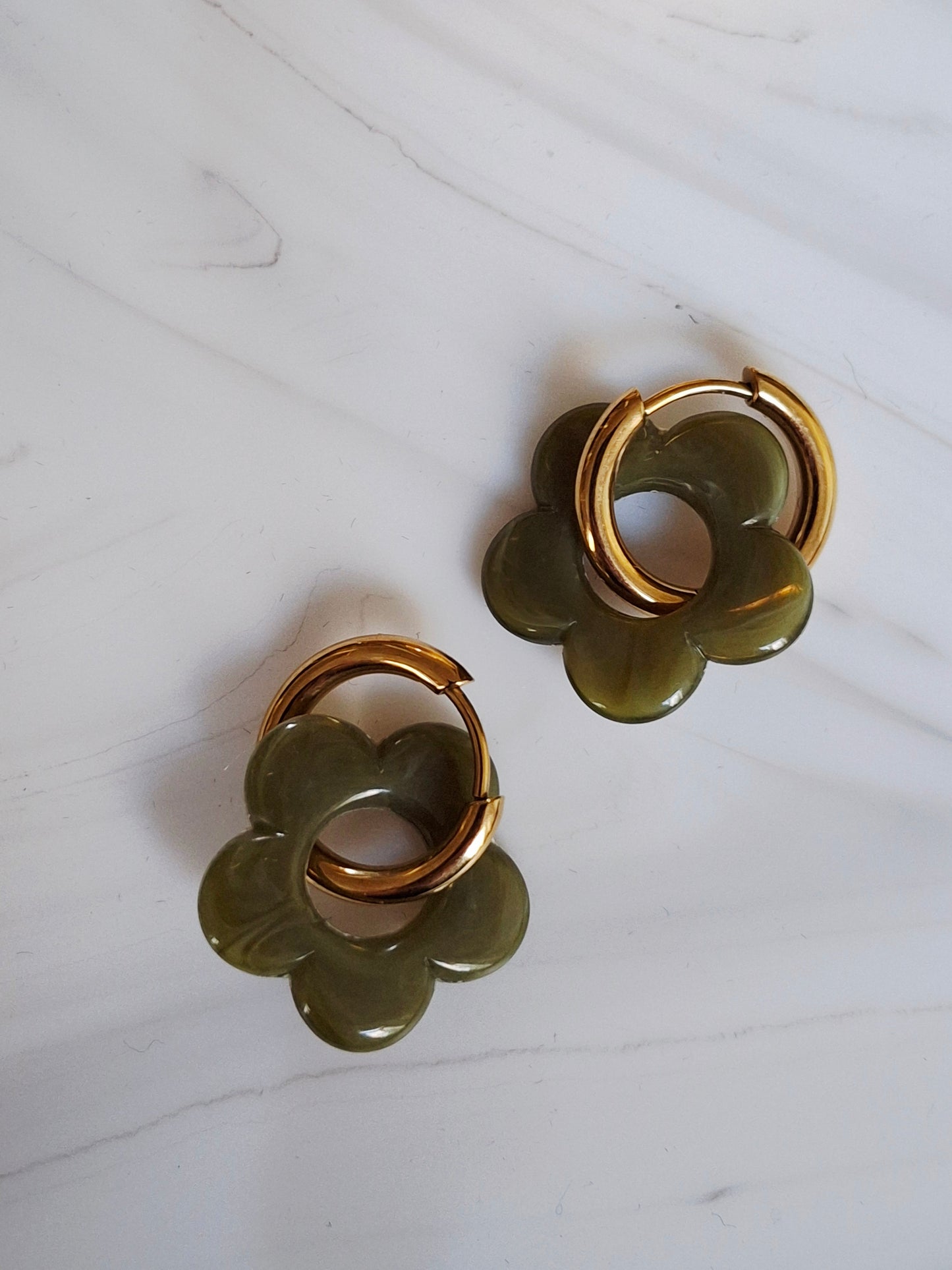 Boucles d'oreilles Pia vert olive