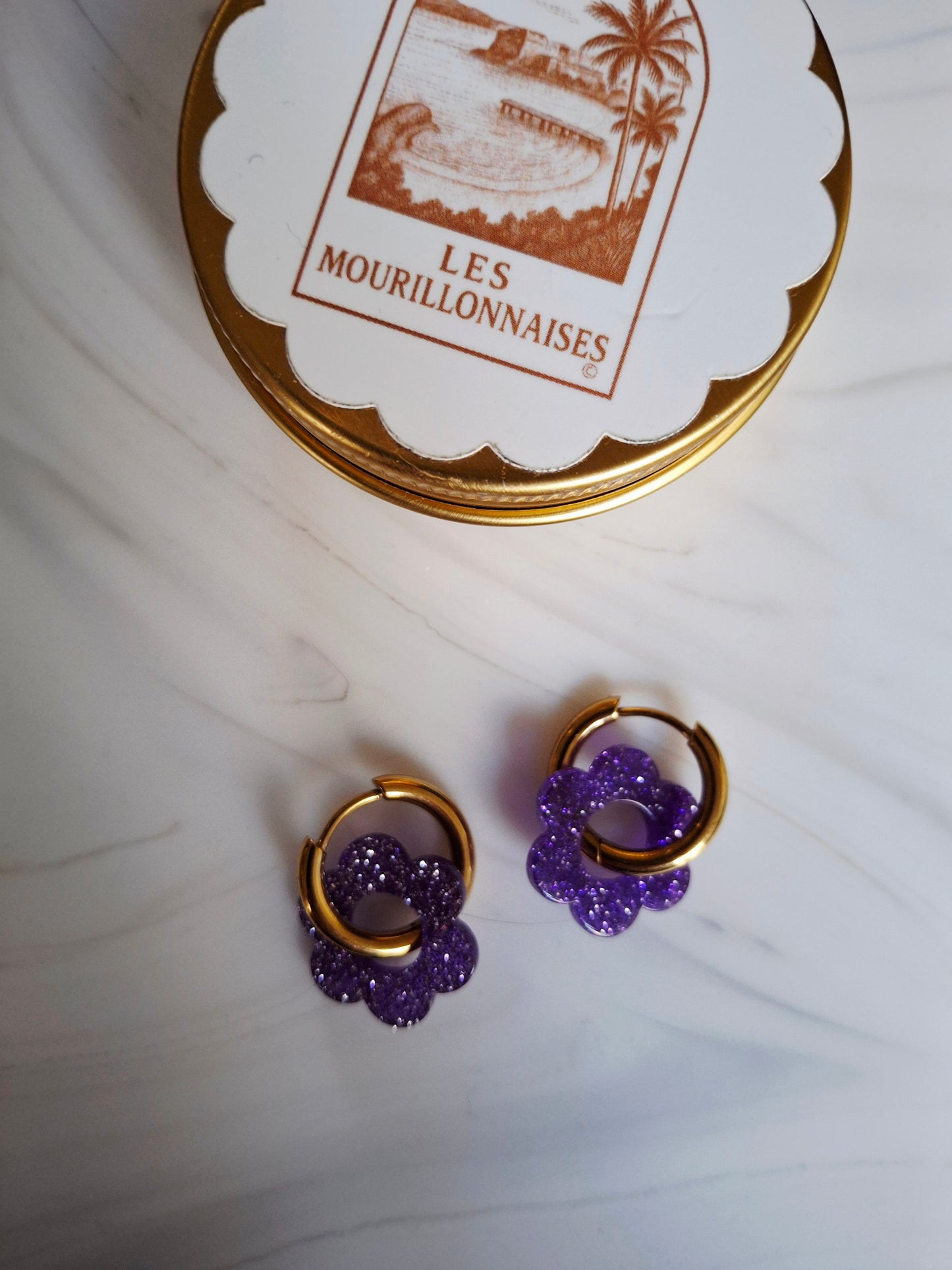 Boucles d’oreilles Pia – Violet Pailleté