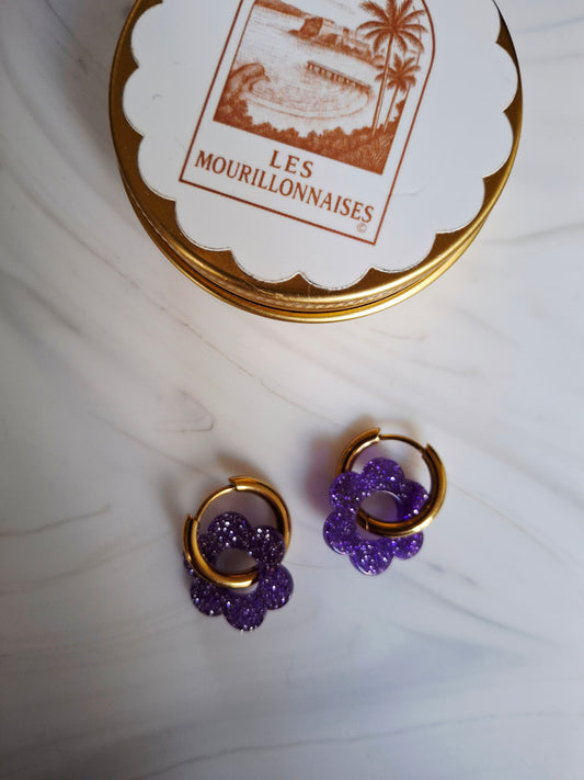 Boucles d’oreilles Pia – Violet Pailleté