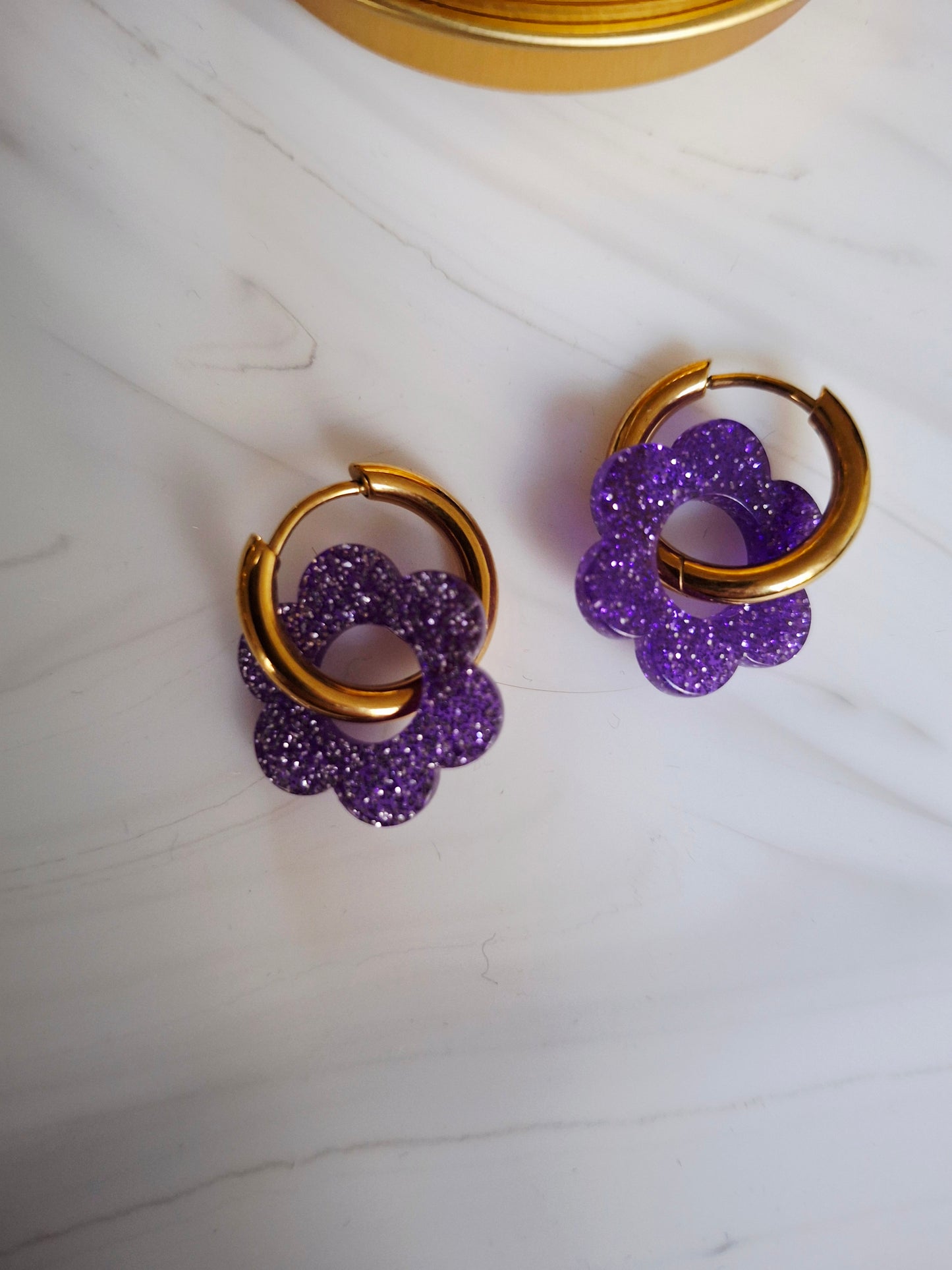 Boucles d’oreilles Pia – Violet Pailleté